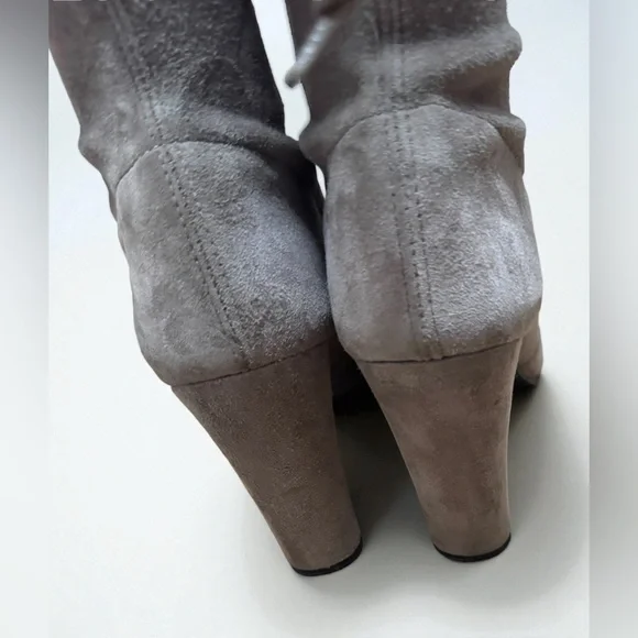 Stuart Weitzman Highland Over-The-Knee Suede Boots Topo 7.5 Taupe Light Gray